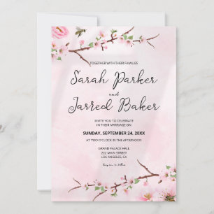Invitación Boda asiático del florecimiento de cerezo japonés 