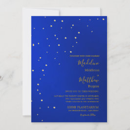 Invitación Boda Astral Gold Stars Blue Evending