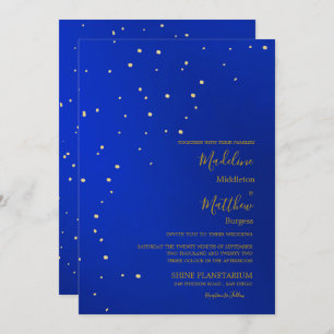 Invitación Boda Astral Gold Stars Blue Evending
