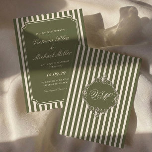 Invitación Boda atemporal de dinero antiguo en verde oliva vi