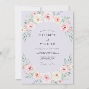 Invitación Boda atemporal de primavera con lila