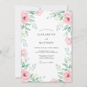 Invitación Boda atemporal de primavera en rosa pétalo