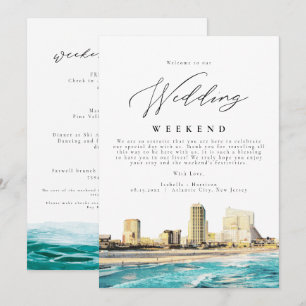 Invitación BODA ATLÁNTICO CITY Bienvenida Itinerario En