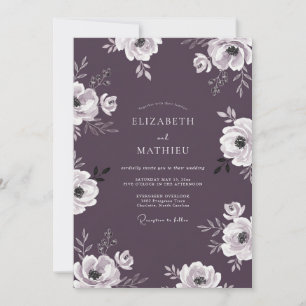 Invitación Boda Atmosférica de Ciruela Nocturna