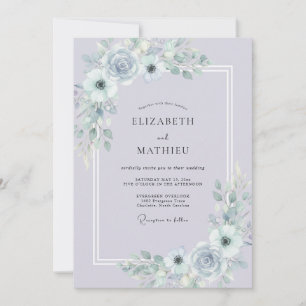 Invitación Boda atmosférica de invierno en azul lavanda