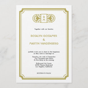 Invitación Boda atractivo retro de Hollywood del art déco