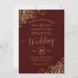 Invitación Boda Auburn Brown elegante de Gold Frills