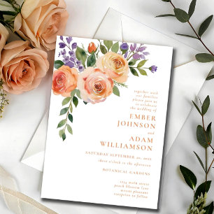 Invitación Boda audaz de color de agua floral