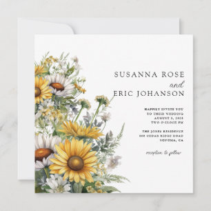 Invitación Boda audaz de girasol en el país