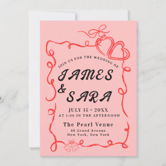 Invitación Boda audaz moderna colorida caprichosa retro funky