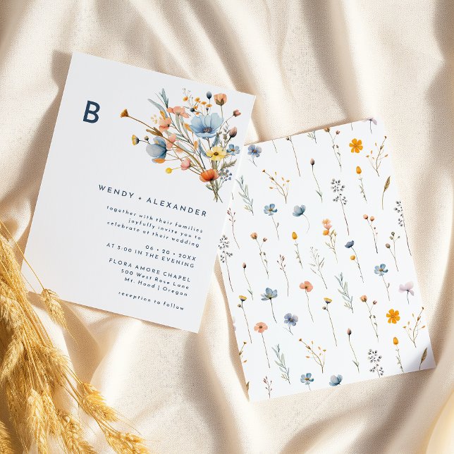 Invitación Boda audaz y elegante del monograma floral (Subido por el creador)