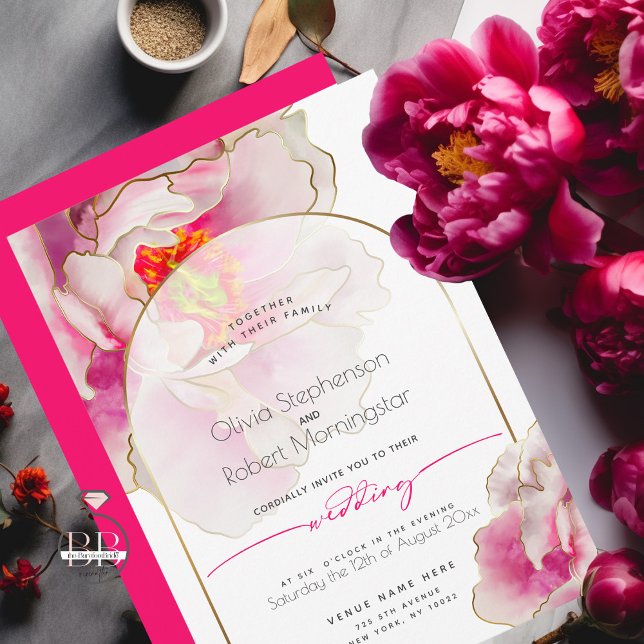Invitación BODA | Audaz Y Hermosa Peony Scarlet (Subido por el creador)