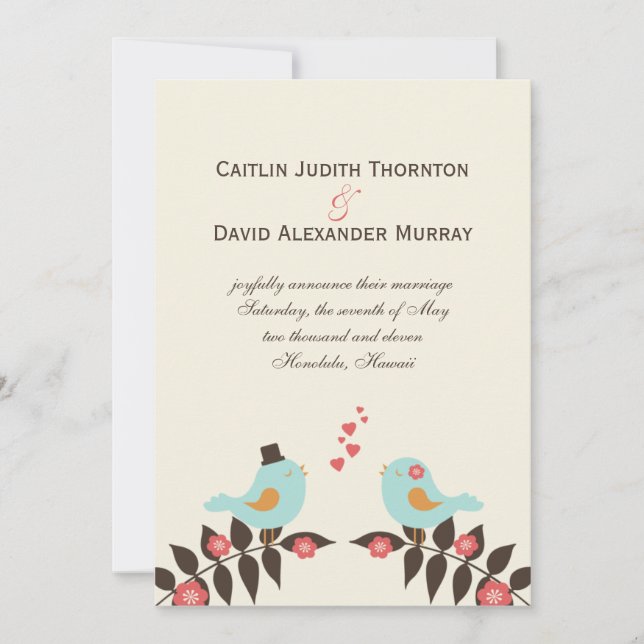 Invitación Boda Aves Amores (Anverso)
