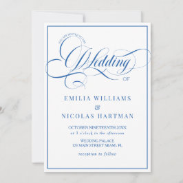 Invitación Boda Azul Blanco Editorial Todo En Uno