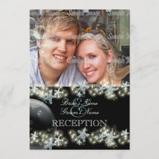 Invitación boda azul blanco negro estelar