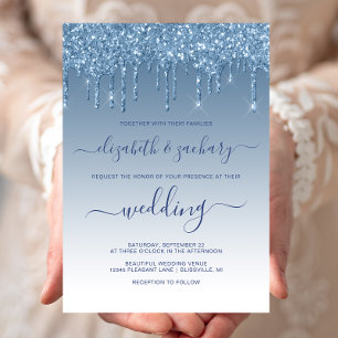 Invitación Boda Azul Brillante con Goteo Chic
