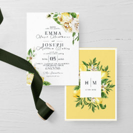 Invitación Boda azul brillante de limón de verano mediterráne
