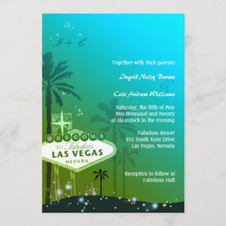 Invitación Boda azul cian de Viva Las Vegas