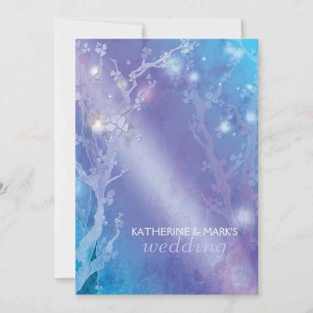 Invitación Boda azul cielo de los bosques brillantes (Anverso)