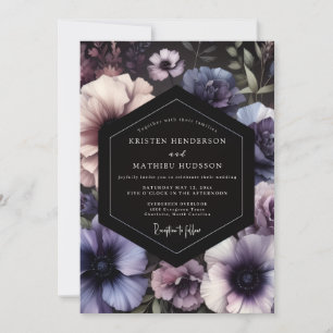 Invitación Boda Azul Ciruela Claroscuro