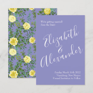 Invitación Boda azul claro amarillo y perwinkle fecha para gu