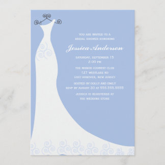 Invitación Boda azul claro con ducha de novia