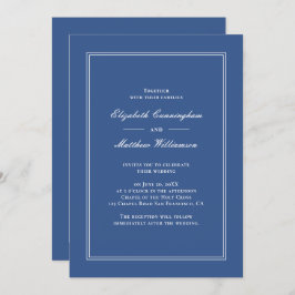 Invitación Boda azul clásico elegante