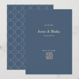 Invitación Boda azul con patrón de laberinto