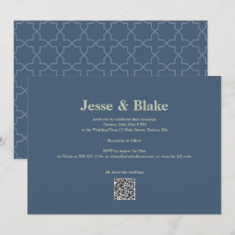 Invitación Boda azul con patrón de laberinto