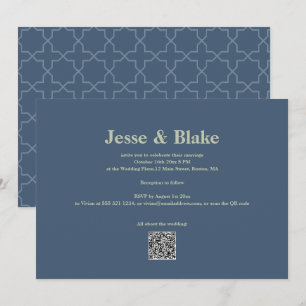 Invitación Boda azul con patrón de laberinto