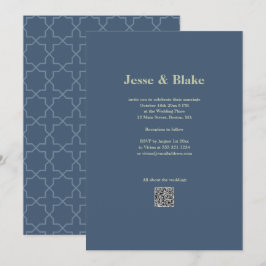 Invitación Boda azul con patrón de laberinto