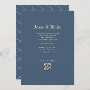 Invitación Boda azul con patrón de laberinto