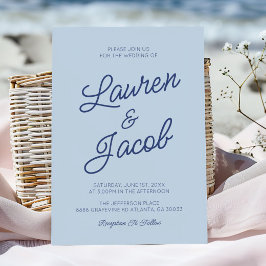 Invitación Boda Azul Costera Minimalista Moderna