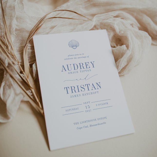 Invitación BODA azul costero CAPE COD (Subido por el creador)