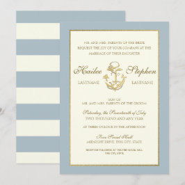 Invitación Boda azul de acero náutico
