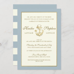Invitación Boda azul de acero náutico