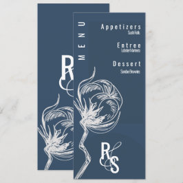 Invitación Boda Azul de Algodón Botánico