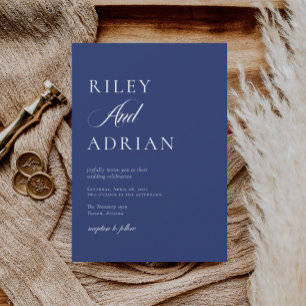 Invitación BODA Azul de cobalto RILEY