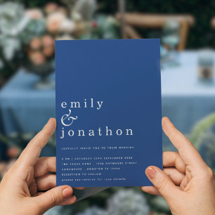 Invitación Boda azul de código QR de texto simple minimalista