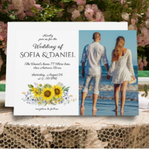 Invitación Boda azul de color azul girasolInvitación