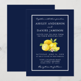 Invitación Boda azul de color de agua Lemons Greenery