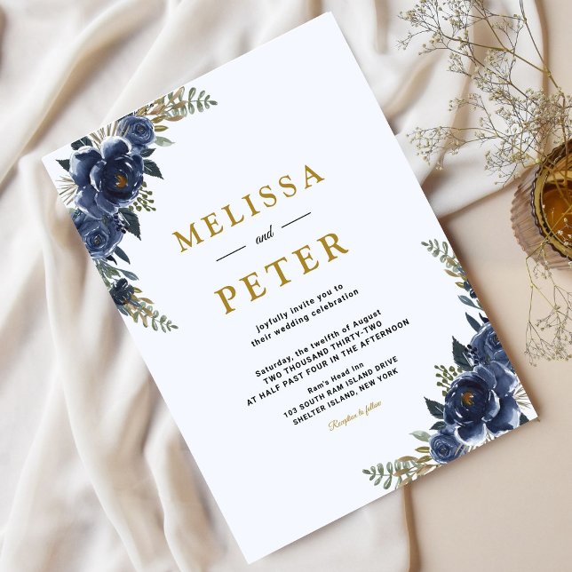 Invitación Boda azul de flores silvestres (Subido por el creador)