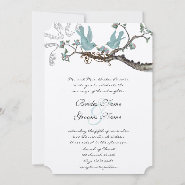 Invitación Boda azul de huevo de Robins de época (Anverso)
