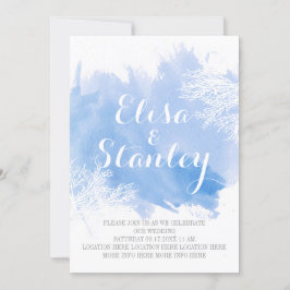 Invitación Boda azul de la acuarela abstracta moderna de la b