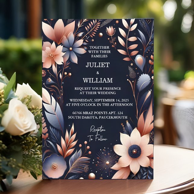 Invitación Boda azul de la marina barata al aire libre (Subido por el creador)