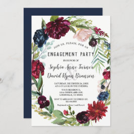 Invitación Boda azul de la Marina Borgoña en Rubor
