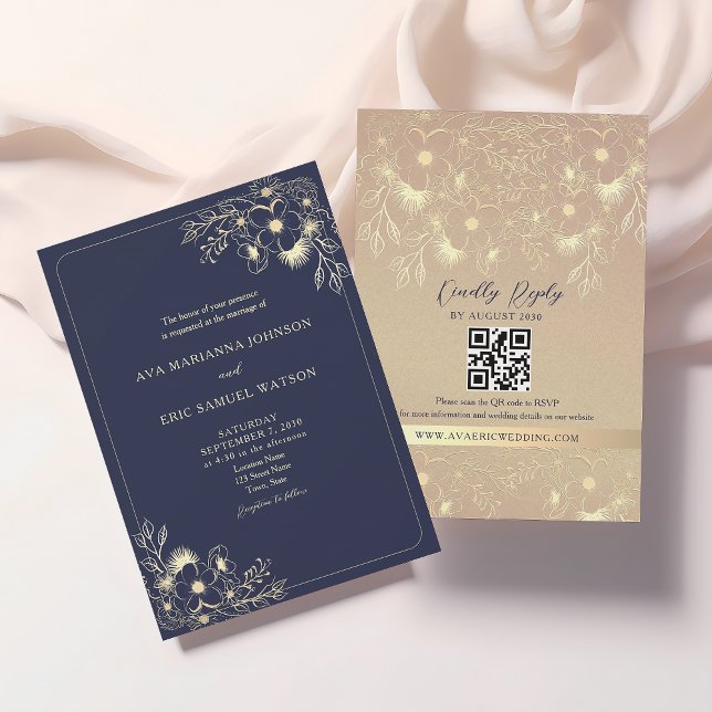 Invitación Boda Azul de la Marina Clásica Elegante (Subido por el creador)