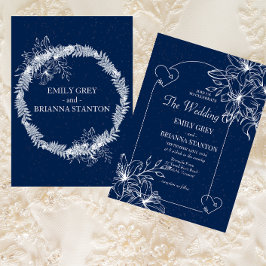 Invitación Boda Azul de la Marina Clásica Elegante