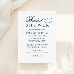 Invitación Boda azul de la marina clásica elegante ducha de n