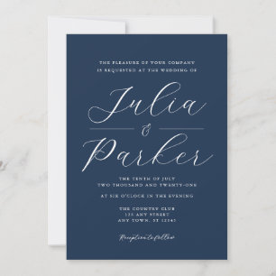 Invitación Boda azul de la Marina de Guerra de estilo elegant